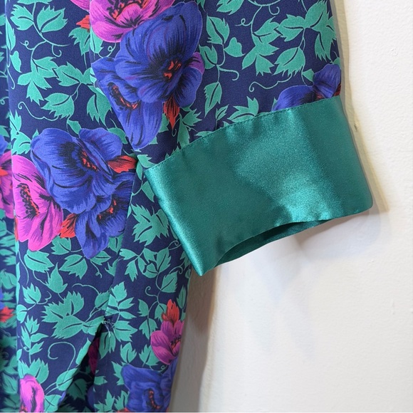 VS | VTG Gold Label Floral Ivy Print Relaxed Mini Nightie Robe Sleep Shirt - Picture 7 of 16